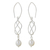 Cultured pearl and sterling silver dangle earrings, 'Soft Whisper in White' - Hand Crafted White Pearl and Sterling Silver Dangle Earrings thumbail