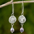 Cultured pearl and sterling silver dangle earrings, 'Snowfall in Grey' - Handmade Sterling Silver and Grey Pearl Dangle Earrings