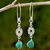 Reconstituted turquoise dangle earrings, 'Mesmerize in Turquoise' - Hand Crafted Reconstituted Turquoise Dangle Earrings (image 2) thumbail