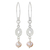 Cultured pearl dangle earrings, 'Mesmerize in Pink' - Handmade Pink Pearl and Sterling Silver Dangle Earrings thumbail