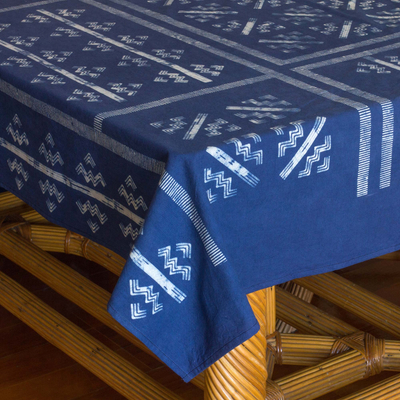 Cotton batik tablecloth, Hill Tribe Zigzag