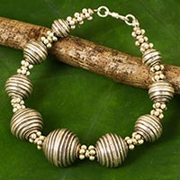 Silver statement bracelet, 'Karen World' - 950 Silver Bracelet Karen Hill Tribe Style Thai Jewelry