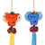Baumwollornamente, (4er-Set) - 4 handgefertigte mehrfarbige Elefanten-Ornamente aus thailändischer Baumwolle