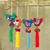 Cotton ornaments, 'Happy Thai Doves' (set of 4) - 4 Birds and Brass Bells Artisan Crafted Multicolor Ornaments thumbail