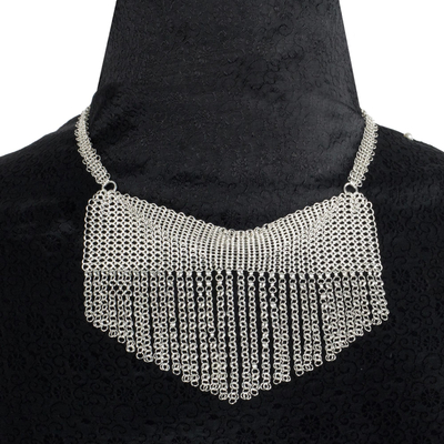 Sterling silver statement necklace, 'Moonlight Waterfall' - Sterling Silver Cascade Statement Necklace from Thailand