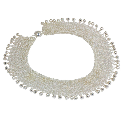 Halskette mit Kragen aus Sterlingsilber - Mehrlagige Kragenhalskette aus hochglanzpoliertem Sterlingsilber aus Thailand