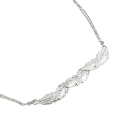 Collar colgante de plata esterlina - Collar de hoja de plata esterlina esmerilada de Tailandia