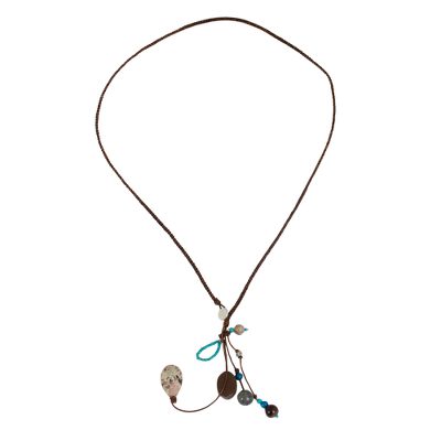 Multi-gemstone pendant necklace, 'Earth and Sky' - Hand Crafted Multi-gemstone Pendant Necklace from Thailand