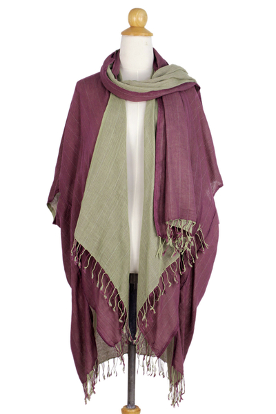 Set aus Kimonojacke und Schal aus Baumwolle - Handgefertigtes Set aus Jacke und Schal aus 100 % Baumwolle aus Thailand
