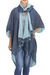 Cotton kimono jacket and scarf set, 'Blue Mystique' - 100% Cotton Blue Jacket and Scarf Set from Thailand thumbail