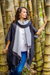 Cotton kimono jacket and scarf set, 'Monochromatic' - Artisan Crafted 100% Cotton Black and Grey Jacket and Scarf (image 2) thumbail