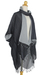Conjunto de chaqueta kimono y bufanda de algodón - Chaqueta y bufanda artesanales 100% negro y gris