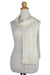100% silk scarf, 'White Breeze' - Thai Hand Woven 100% Silk Scarf in White (image 2c) thumbail