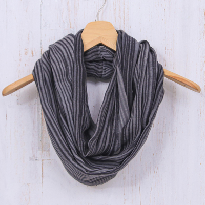 Infinity-Schal aus Baumwolle - Handgewebter Infinity-Schal aus 100 % Baumwolle in Schwarz und Weiß
