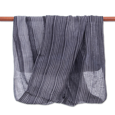 Bufanda infinita de algodón - Bufanda infinita 100% algodón tejida a mano en blanco y negro