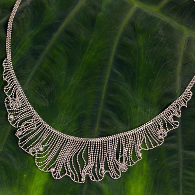 Sterling silver waterfall necklace, 'Dancing Breeze' - Thai Handcrafted Sterling Silver Waterfall Necklace