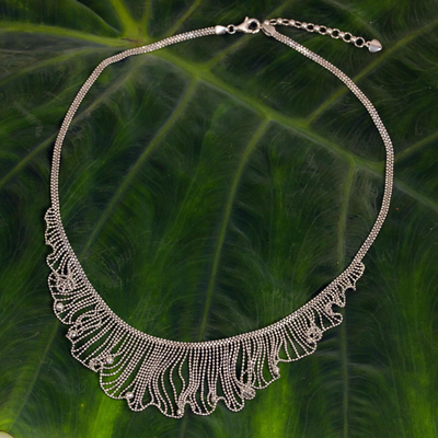 Sterling silver waterfall necklace, 'Dancing Breeze' - Thai Handcrafted Sterling Silver Waterfall Necklace