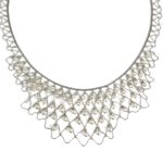 Cultured pearl statement necklace, 'White Lily Waterfall' - Handcrafted Cultured Pearl and Silver Statement Necklace