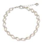 Cultured pearl beaded bracelet, 'White Lotus Breeze' - Thai Handcrafted Cultured Pearl and Sterling Silver Bracelet