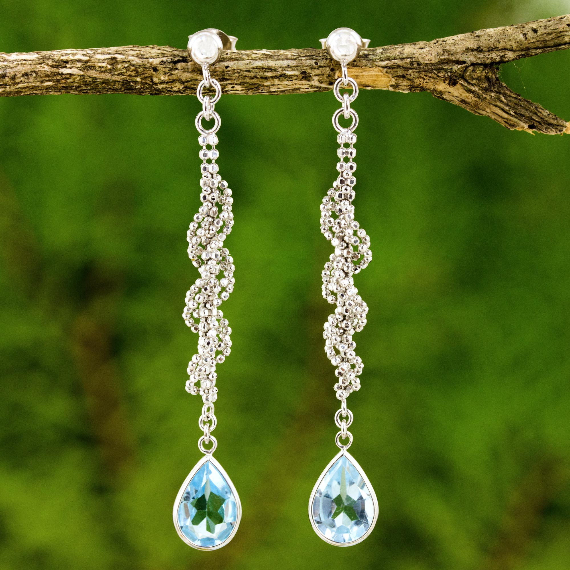 Snowflake Flower Earrings/Necklace Blue Topaz Dangle Earrings for Women,925 Sterling Silver Earrings/Necklaces for Women Dangle Gemstones Birthstone Drop Earrings/Necklaces for Women