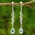 Blue topaz dangle earrings, 'Blue Rose Teardrop' - Sterling Silver Ball Chain and Blue Topaz Dangle Earrings (image 2) thumbail