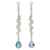 Blue topaz dangle earrings, 'Blue Rose Teardrop' - Sterling Silver Ball Chain and Blue Topaz Dangle Earrings