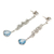 Blue topaz dangle earrings, 'Blue Rose Teardrop' - Sterling Silver Ball Chain and Blue Topaz Dangle Earrings (image 2b) thumbail