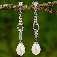 Aretes colgantes de perlas cultivadas - Aretes de candelabro de perlas cultivadas de agua dulce de Tailandia