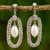 Cultured pearl chandelier earrings, 'Halo Chandeliers' - Thai Silver Handcrafted Cultured Pearl Chandelier Earrings