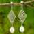 Aretes candelabro de perlas cultivadas - Pendientes de araña con forma de diamante y perlas cultivadas de Tailandia