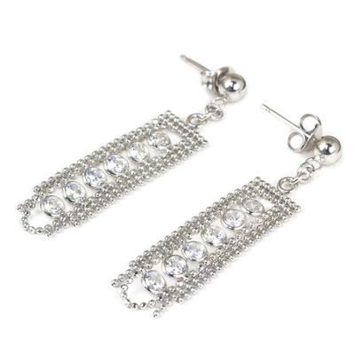 Sterling silver chandelier earrings, 'Elegant Chandeliers' - Sterling Silver Chain Chandelier Earrings from Thailand