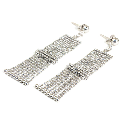 Sterling silver waterfall earrings, 'Flying Carpet Chandeliers' - Sterling Silver Waterfall Earrings on Posts from Thailand