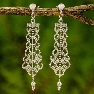 Sterling Silver Chandelier Earrings On Posts From Thailand Beaded Sterling Silver Chandelier Earrings Beaded Chandeliers On Posts