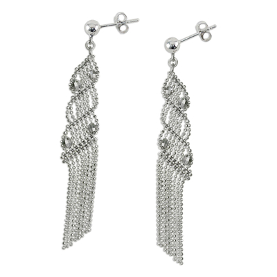 Sterling silver waterfall earrings, 'Waterfall Fringe' - Sterling Silver Ball Chain Chandelier Earrings from Thailand