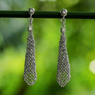Pendientes colgantes de plata de ley - Pendientes colgantes de cadena de bolas de plata esterlina de Tailandia