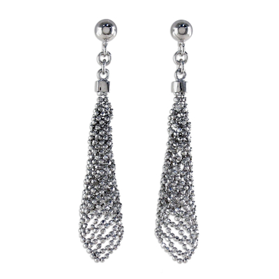 Sterling silver dangle earrings, 'Sparkling Dresses' - Sterling Silver Ball Chain Dangle Earrings from Thailand