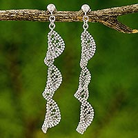 Sterling silver dangle earrings, 'Spiral Chandeliers'