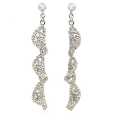 Sterling silver dangle earrings, 'Spiral Chandeliers' - Sterling Silver Spiral Dangle Earrings from Thailand