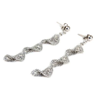 Sterling silver dangle earrings, 'Spiral Chandeliers' - Sterling Silver Spiral Dangle Earrings from Thailand