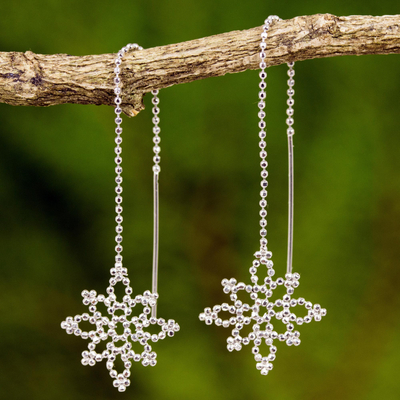 Snowflake 925 Sterling Silver Threader Earrings