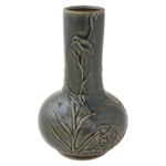 Ceramic vase, 'Serenity' - Handmade Green Ceramic Vase with Bird and Floral Motif