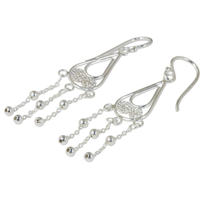 Sterling silver dangle earrings, 'Early Rain Drops' - Hand Crafted Sterling Silver Dangle Earrings from Thailand