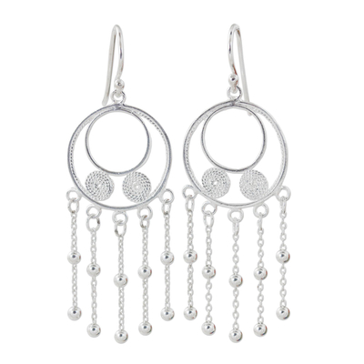 Handmade Sterling Silver Dangle Earrings with Circle Motif