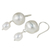 Cultured pearl and sterling silver dangle earrings, 'Luminous Spheres' - Handmade Cultured Pearl and Sterling Silver Dangle Earrings