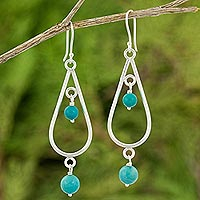 Sterling silver dangle earrings, 'Blue-Green Cascade' - Artisan Crafted Calcite and Sterling Silver Dangle Earrings