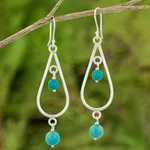 Sterling silver dangle earrings, 'Blue-Green Cascade' - Artisan Crafted Calcite and Sterling Silver Dangle Earrings