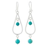Sterling silver dangle earrings, 'Blue-Green Cascade' - Artisan Crafted Calcite and Sterling Silver Dangle Earrings