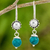 Calcite dangle earrings, 'Solar Blue' - Artisan Crafted Calcite and Sterling Silver Dangle Earrings