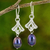 Cultured pearl filigree dangle earrings, 'Glistening Rose Bud' - Artisan Crafted Cultured Pearl and Sterling Silver Earrings