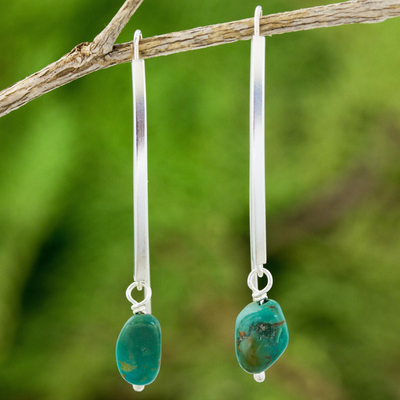 Sterling silver dangle earrings, 'Stunning Earth' - Reconstituted Turquoise and Sterling Silver Earrings